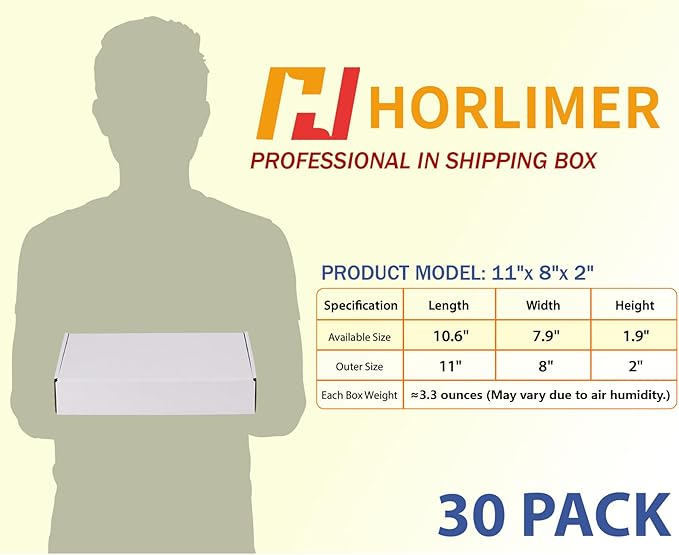HORLIMER 11x8x2 Shipping Boxes Set of 30 - Image 2