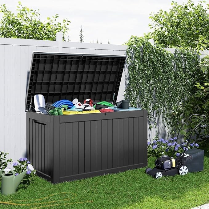 280 Gallon Resin Deck Box, Lockable Patio Outdoor Storage Box - Image 6