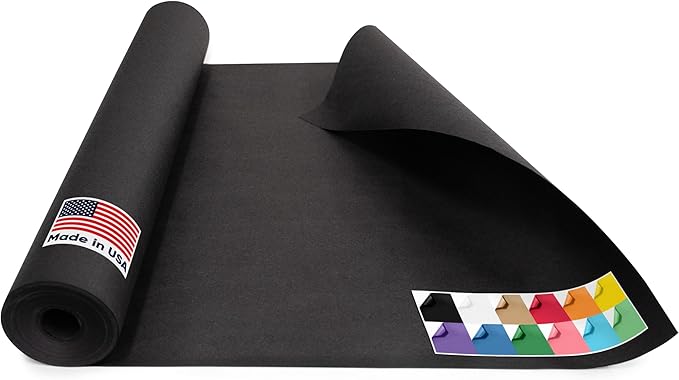 USA-Made 18" x 1200" Black Roll Paper, 45 lbs Thickness, Kraft Paper by Paclord