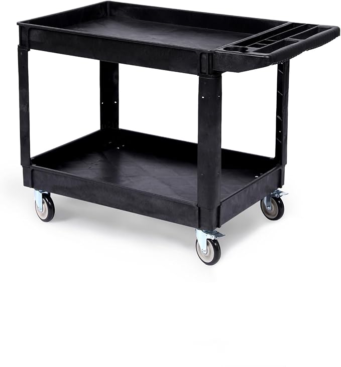 Industrial 2-Shelf Rolling Cart, 550 lbs Capacity Utility Cart by Unknown