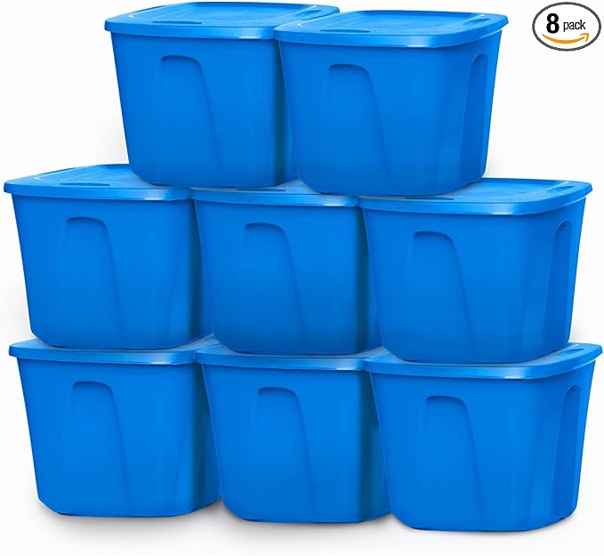HOMZ 8-Pack Durable Molded Bin, Plastic Storage Containers by Homz