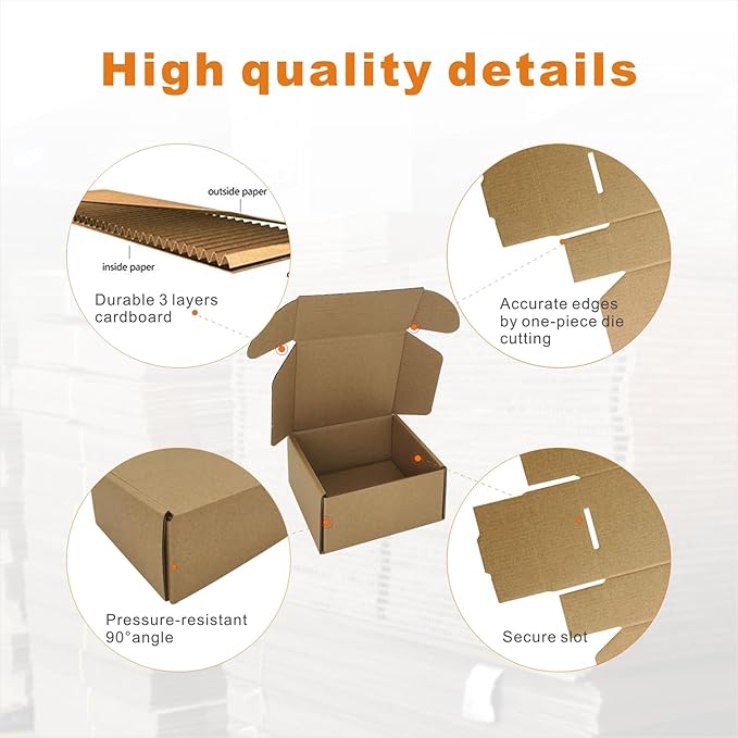 50 Pack 4x4x2'' Small Shipping Boxes, Corrugated Cardboard Mailers - Image 3