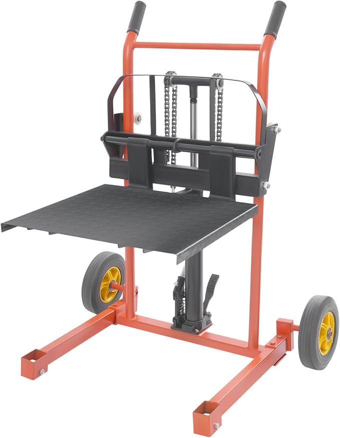 Hydraulic Material Lift Winch Stacker, 577 LBS Capacity Manual Forklift Pallet - Image 4