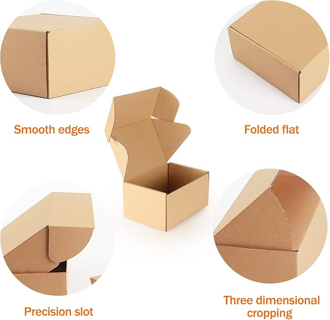 PHAREGE 6x4x3 inch Shipping Boxes Bulk 50 Pack Brown, Tab Lock Tuck Top Mailer - Image 5
