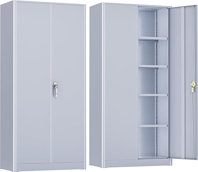 Crownland 72" Metal Storage Cabinet, Lockable Garage Storage Cabinets, High by Crownland