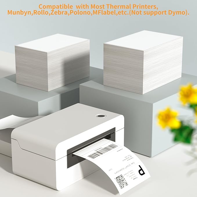 FungLam 4"x6" Thermal Shipping Labels, 10000 Fanfold Labels, Adhesive Shipping - Image 6
