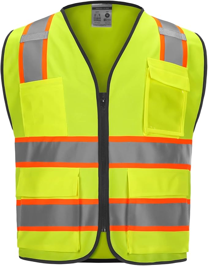 9 Pockets High visibility Class 2 Safety Vest，Hi Vis Vest by DPSAFETY