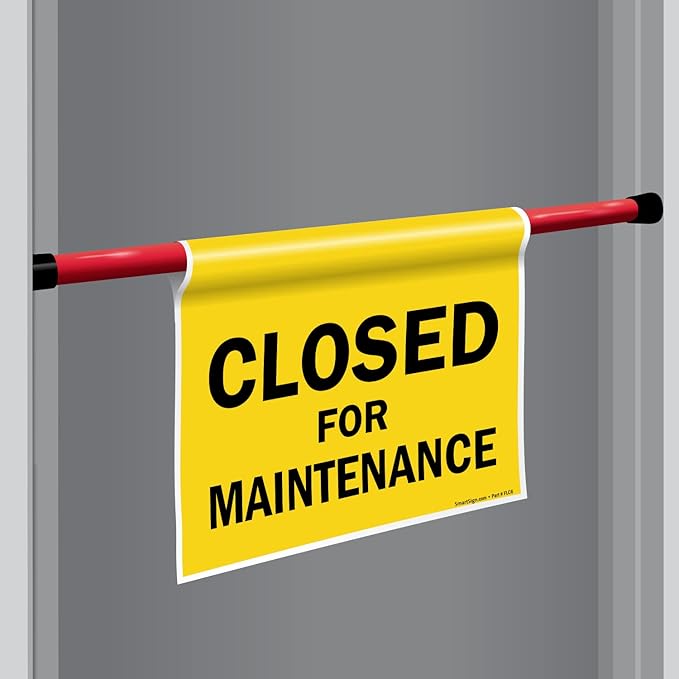 SmartSign "Closed For Maintenance" Hanging Doorway Barricade Sign, by SmartSign