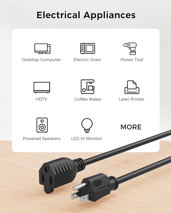 Cable Matters 16 AWG Heavy Duty 13A Long Power Extension Cord - 35ft - Image 5