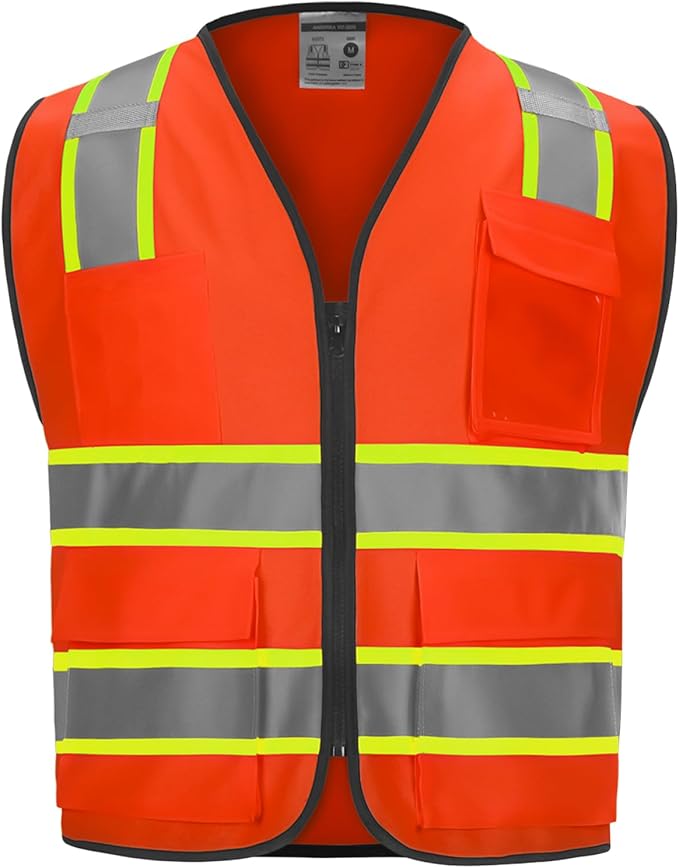 9 Pockets High visibility Class 2 Safety Vest，Hi Vis Vest by DPSAFETY