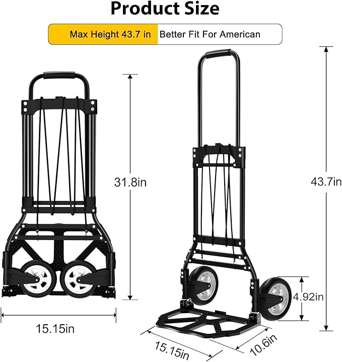 LEVORY J Folding Hand Truck and Dolly, 200 LB Capacity Upgraded Aluminum Dolly - Image 4