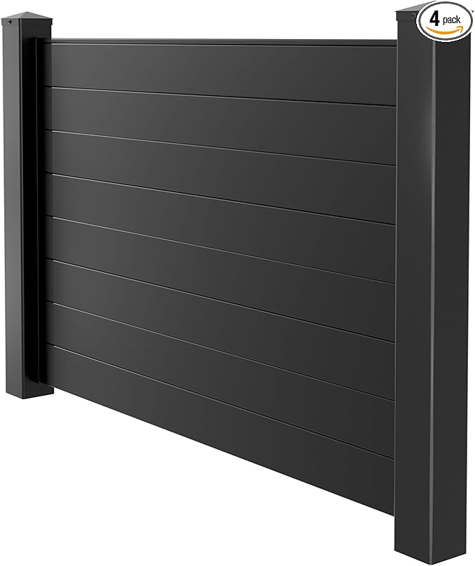Black Panel & Post Aluminum Privacy Fence Kit – 4"x4"x9' Matte Black Dig & Set by SLEEKFENCE