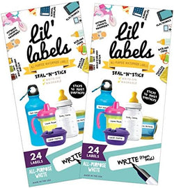 Lil' Labels, Write-On Food Labels, Waterproof Label, Multipurpose, Self-Laminating, Dishwasher-Safe, Write-On for Home Organization and Kitchen Labels (All-Purpose White, Set of 2) by LilLabels