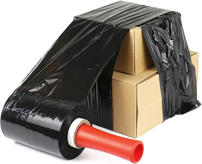 BOMEI PACK Mini Black Industrial Stretch Wrap Film 5" x 1000ft Roll - Image 2