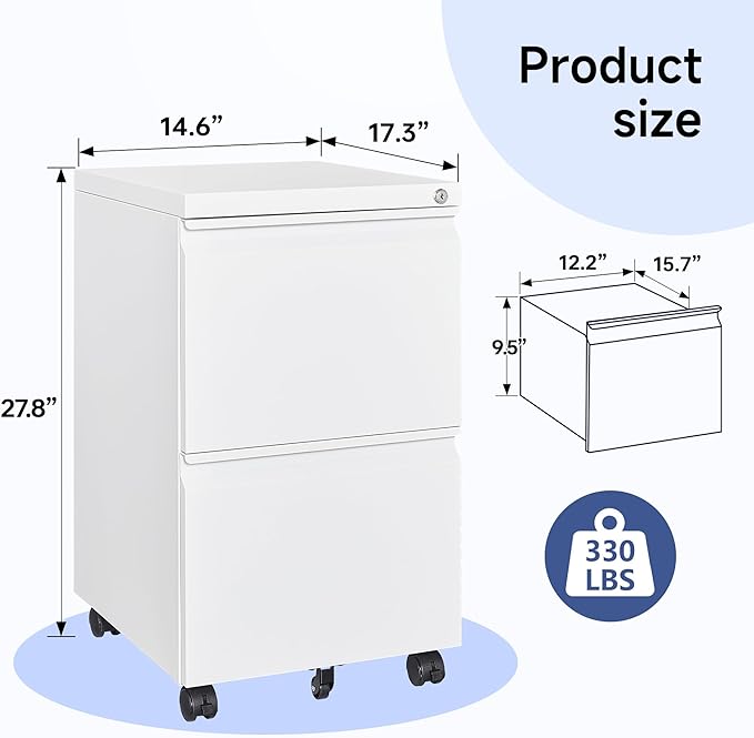 2 Drawer Mobile File Cabinet - Image 3