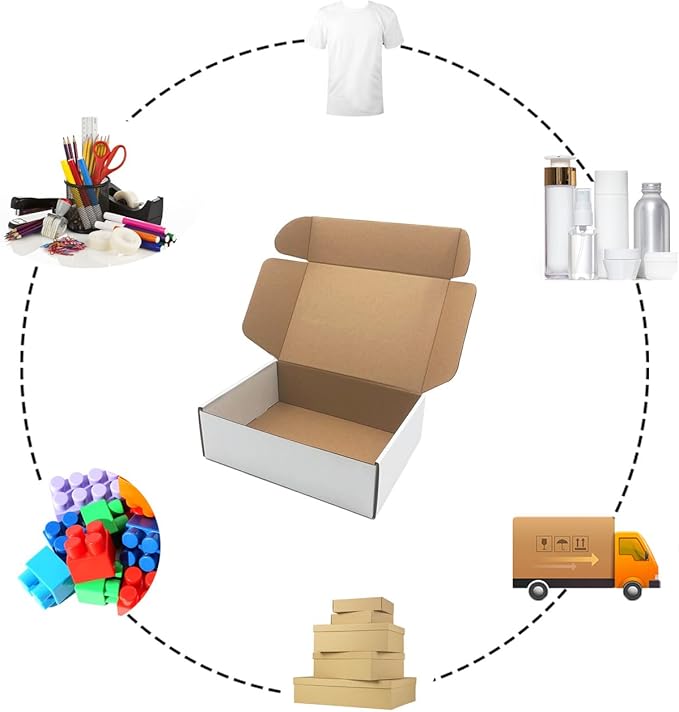 10x7x3 inch Shipping Boxes Set of 25，White Corrugated Cardboard Box - Image 3