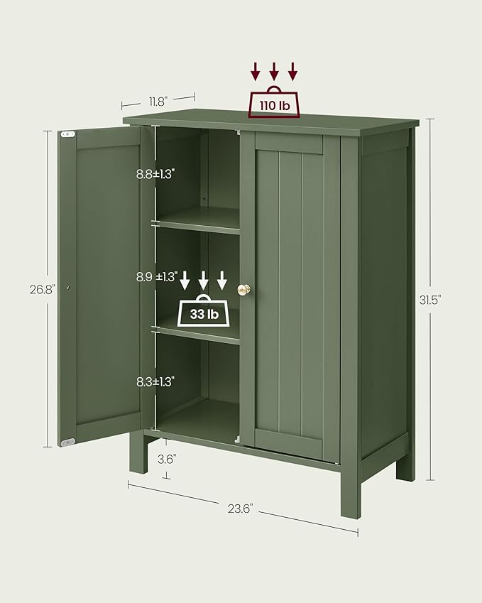 VASAGLE Floor Storage Cabinet, Freestanding Storage Unit - Image 3