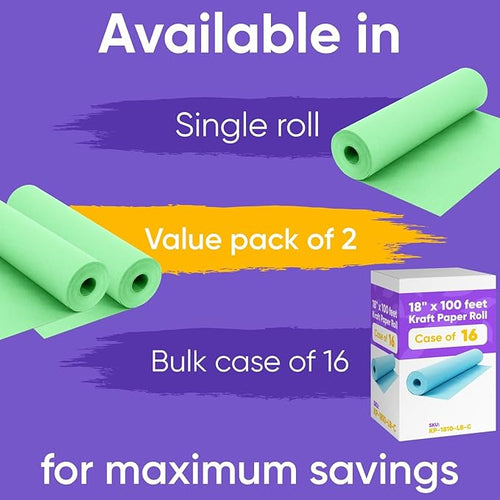 18" x 1200" Light Green Kraft Paper Roll, 45 lbs Thickness, Made in USA Colored - Image 2