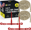 DC Cargo Chain Binder Kit (2 Sets) | 5/16" Grade 70 Extra Long 10 Foot Chain - and Load Binder Set | Heavy Duty Ratcheting Chain and Binder | Load Chain and Binders – 4,700lb Working Load Limit As Set by DCCargo