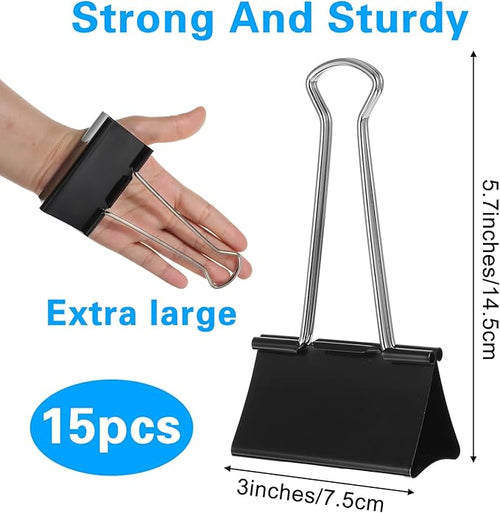 15pcs Extra Large Binder Clips 5.7 × 3 Inch Binder Clips Big Paper Clip Clamps - Image 2