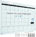 Magnetic Glass Whiteboard Calendar 48"x36" Glass Dry Erase Calender Board by Unknown