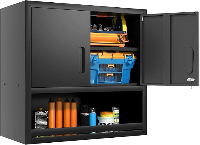 Metal Garage Wall Cabinet with Lock, Wall Mounted Metal Storage Cabinets with by EKJOfficials