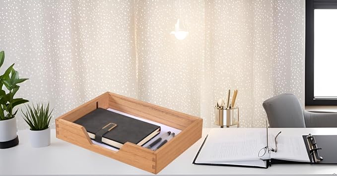 Wood Letter-Size Tray for Office Desktop Organizer - Image 3