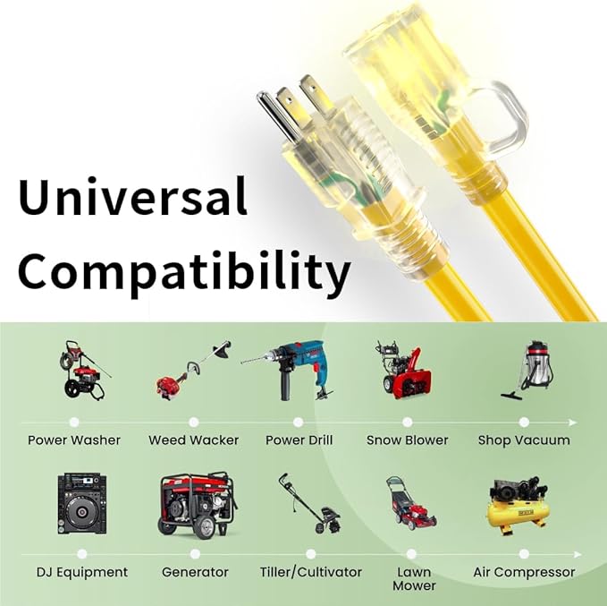 HUANCHAIN 50 FT 12/3 Gauge Heavy Duty Outdoor Extension Cord Waterproof - Image 6