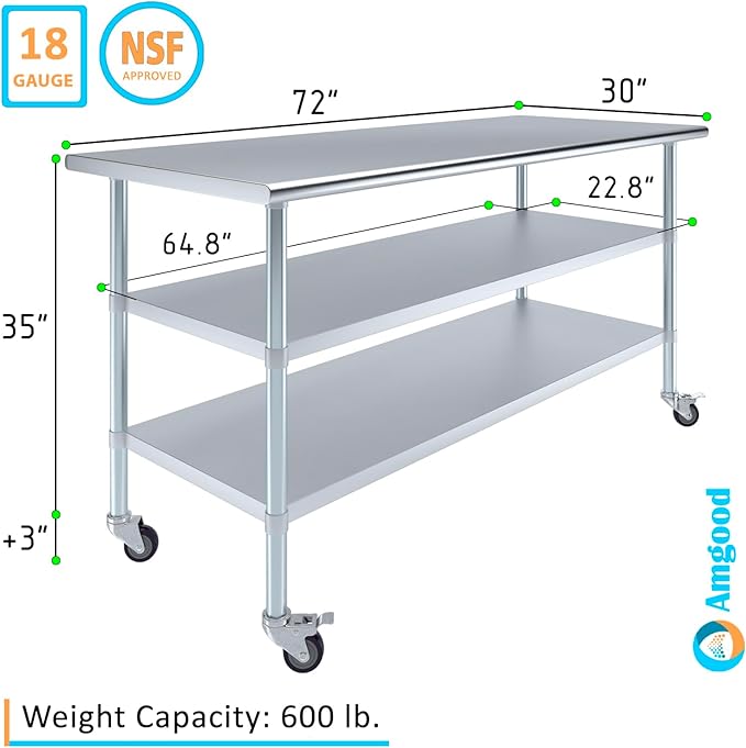 AmGood Stainless Steel Work Table - Image 3