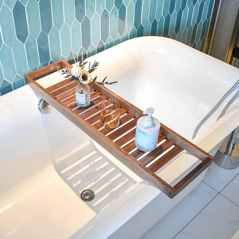 Walnut Bath Caddy Tray with Tablet Holder and Book Stand Luxury Bathroom Accessory Rack for a Relaxing Bath Experience (70 * 22cm) - Image 6