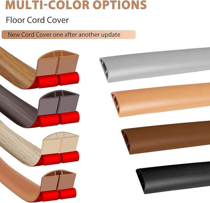 Floor Cord Cover Self Adhesive Cord Hider, 20FT Cable Management, Extension - Image 9