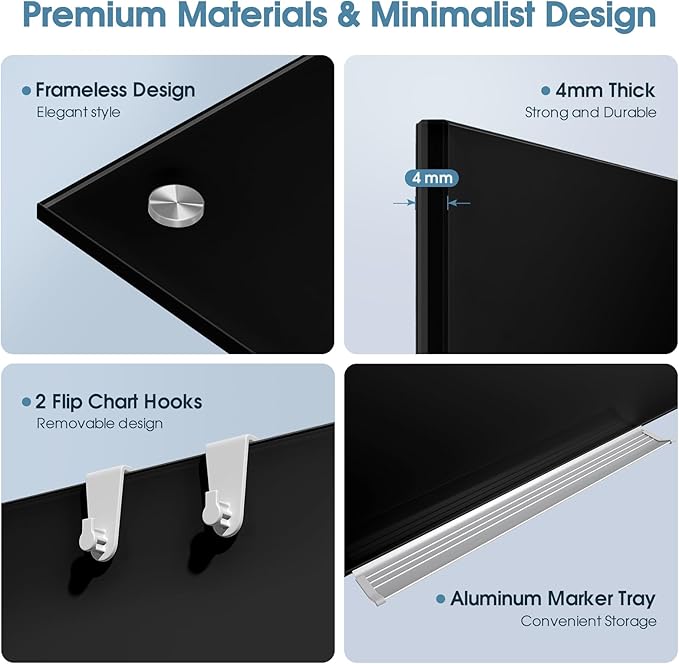 MaxGear Glass White Boards 96x48 Inches, Wall Mounted Magnetic Dry Erase Board - Image 6