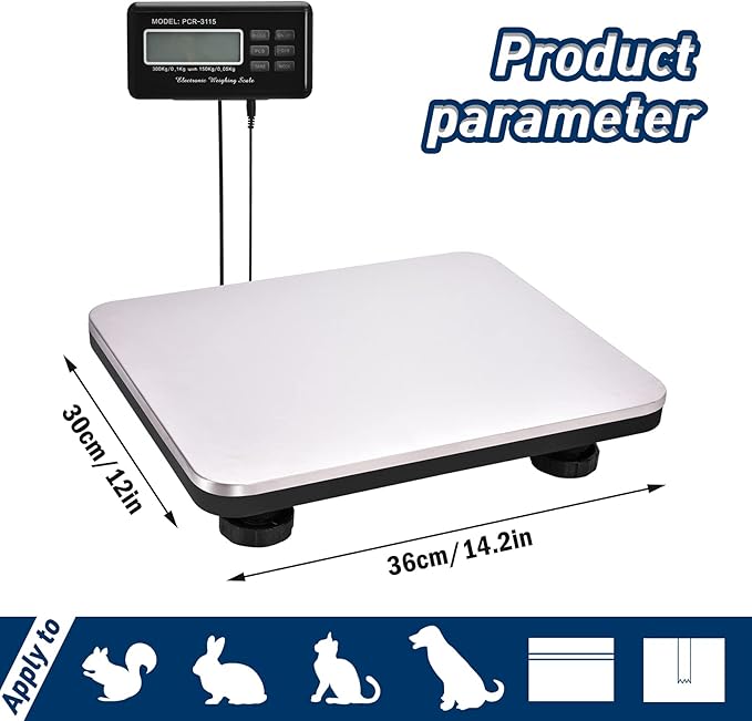 Shipping Scale 660lbs LCD Digital Postal Scale, Stainless Heavy Duty Postage - Image 2