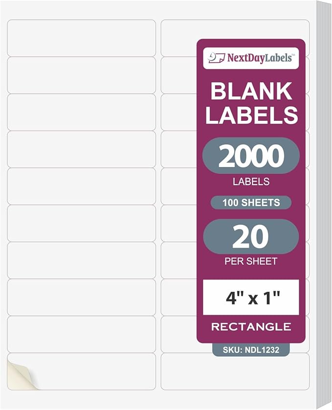 NextDayLabels 4' x 1" White Laser/Inkjet Printer Labels by NextDayLabels