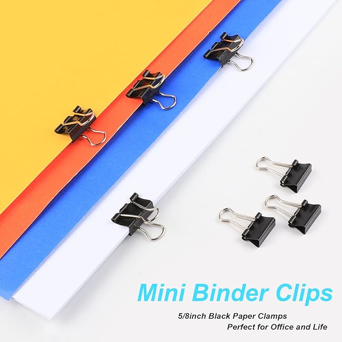 Ufmarine 120 Pcs Mini Binder Clips, Small Binder Clips Black, 15mm Paper Clips - Image 8