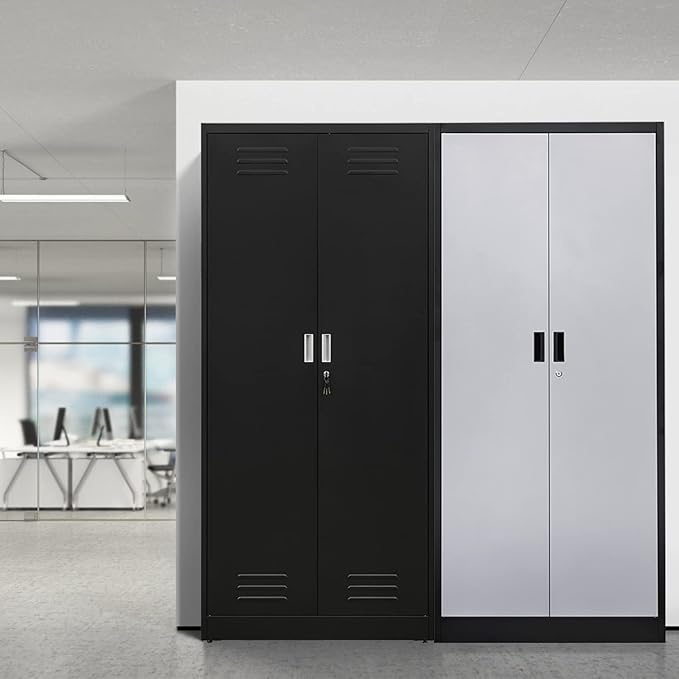 Metal Storage Cabinet with Locking Doors and Shelves, Steel File Cabinet - Image 9