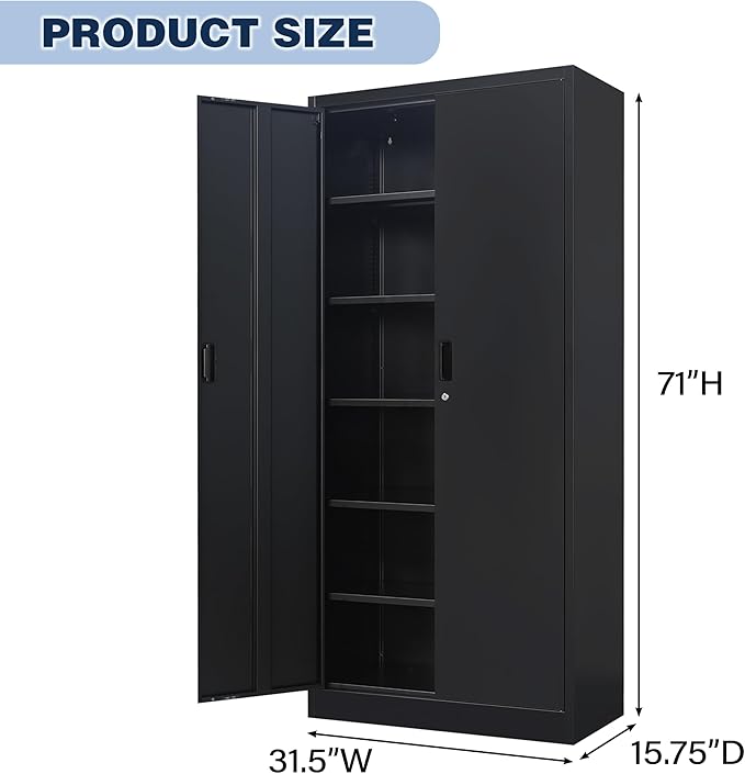 BESFUR 71" H Metal Storage Cabinet - Image 3