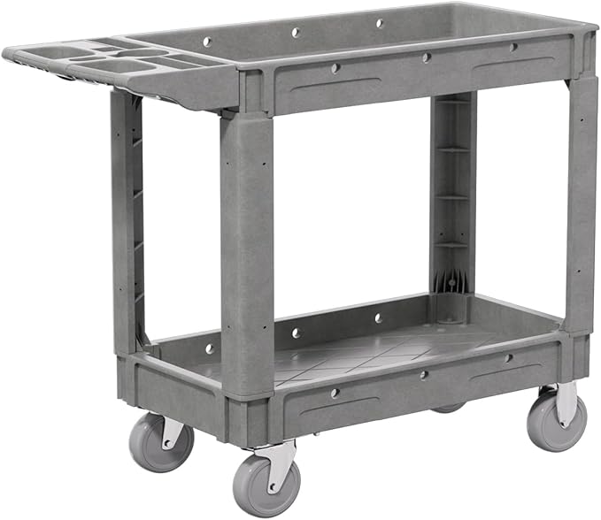 2-Tier Rolling Tool Cart, Heavy-Duty Plastic Service Cart by Unknown