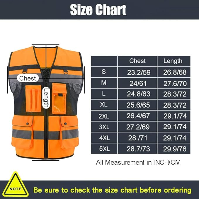 Safety Vest High Visibility Reflective Construction Vest - Image 6