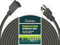 12 Gauge Indoor Outdoor Heavy Duty Grey Extension Cord50 FT, 12 AWG SJTW by GreenProsper
