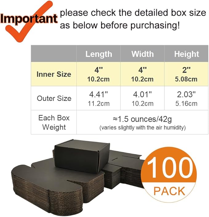 100 Pack 4x4x2'' Small Shipping Boxes, Corrugated Cardboard Mailers - Image 2