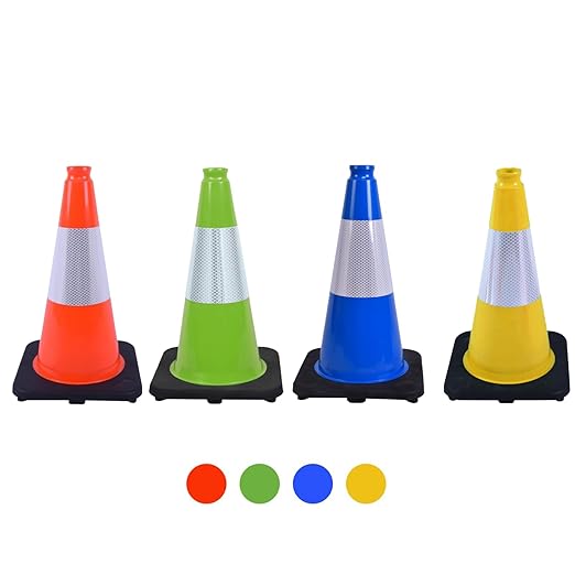 4 Pack 18 Inch Blue Safety Cones Durable - Image 3