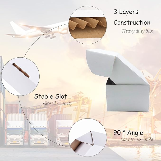 9x6x4 inch Shipping Boxes Set of 25，White Corrugated Cardboard Box - Image 4