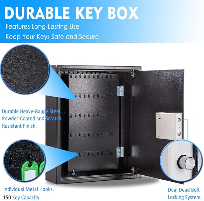 UMEKEN Key Box Wall Mount 150 Position Valet Digital Car Key Cabinet Lock Box - Image 3