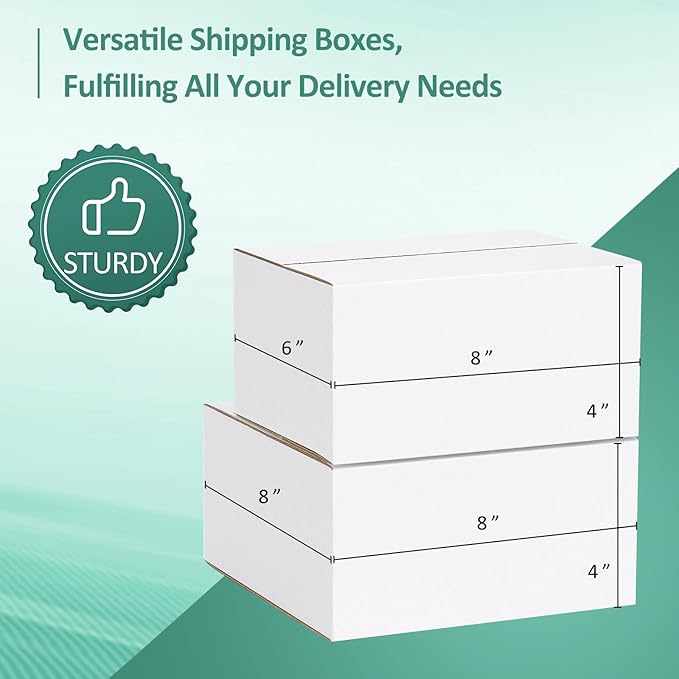 Eupako 8x8x4-Small-Shipping-Boxes-30-Pack-White-Corrugated-Box-Mailers - Image 5