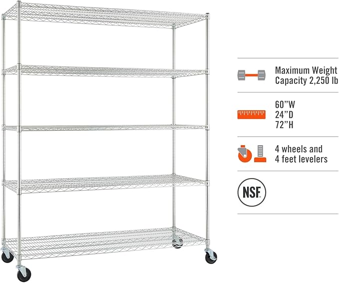 Trinity Basics TBFC-0931 5-Tier Adjustable Wire Shelving - Image 4