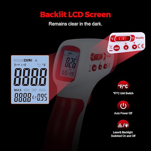 Infrared Thermometer for Meat, Laser Temperature Gun, -58~1112°F, DS 12:1 - Image 7