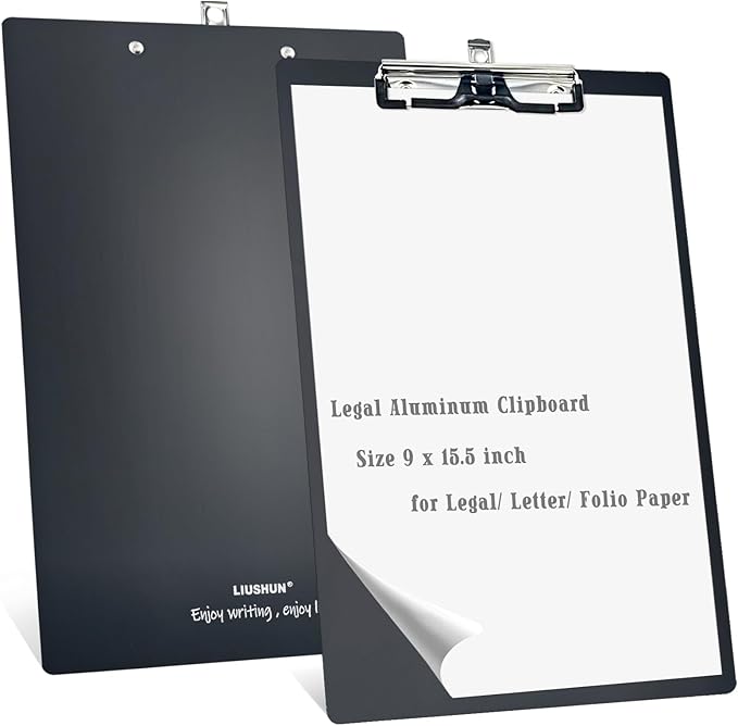 Legal Aluminum Clipboard Metal w/Stainless Hangable Pen Holder Writing Low by Liushun