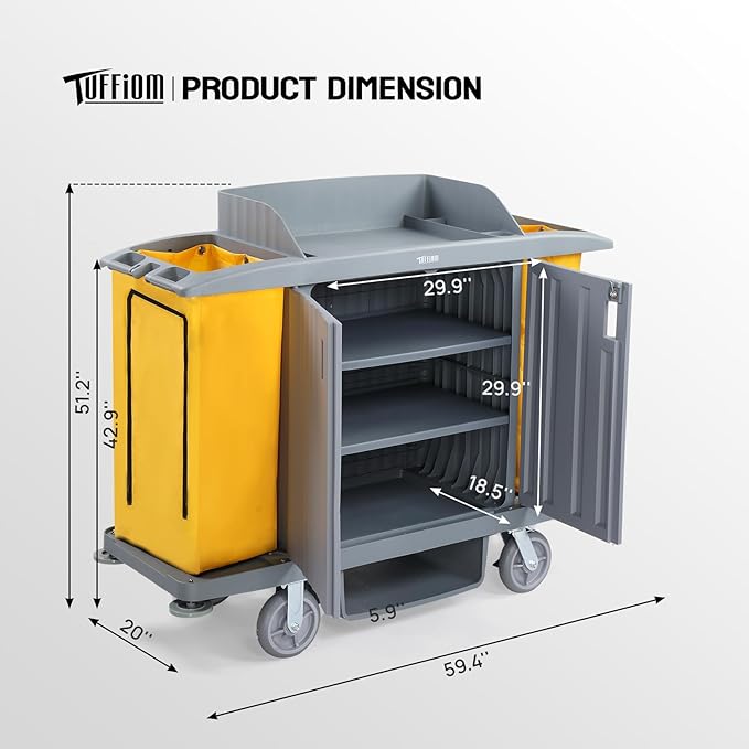TUFFIOM Industrial Multifunctional Locking Hotel Cart, Commercial Traditional - Image 4