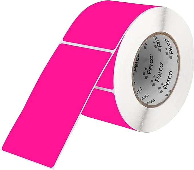 Perco Fluorescent Pink Labels 3x5 Inch 500 Stickers/Roll by Perco